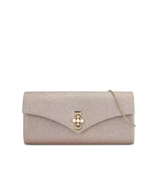 Dinner Clutch with Pearl Embellishment Turn Lock