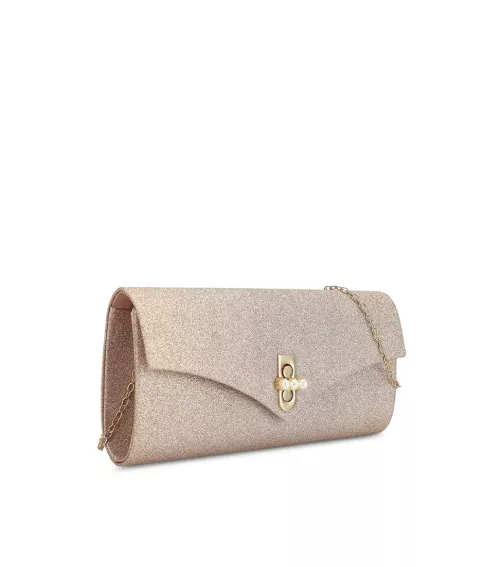 Dinner Clutch with Pearl Embellishment Turn Lock