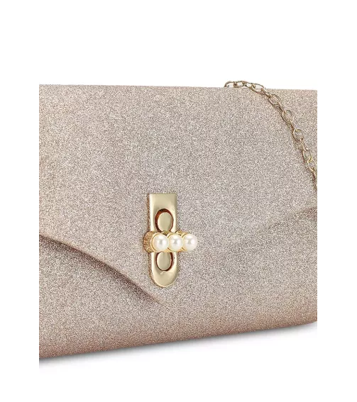 Dinner Clutch with Pearl Embellishment Turn Lock