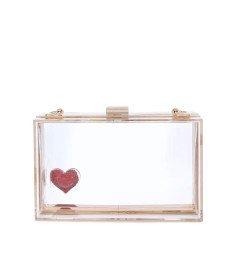 Transparent Heart Detail Clear Clutch Bag