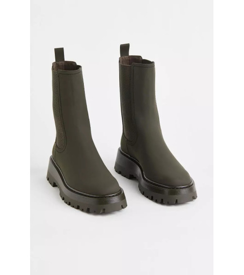 Olive Green Unique Platform Martin Boots