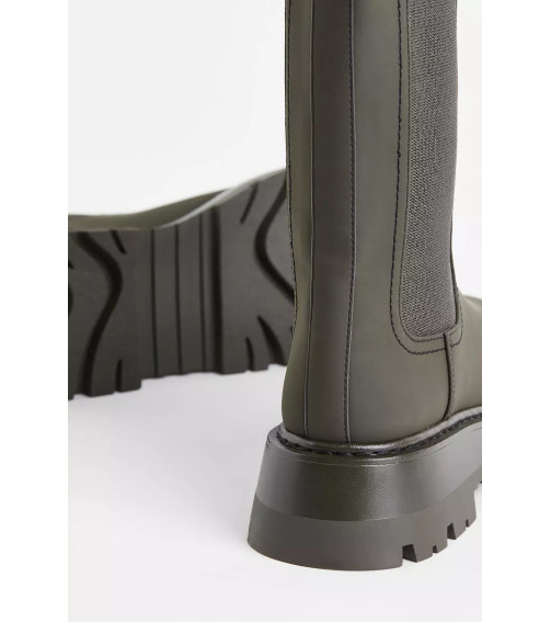 Olive Green Unique Platform Martin Boots