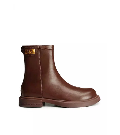 Dark Brown Unique Lock Platform Martin Boots