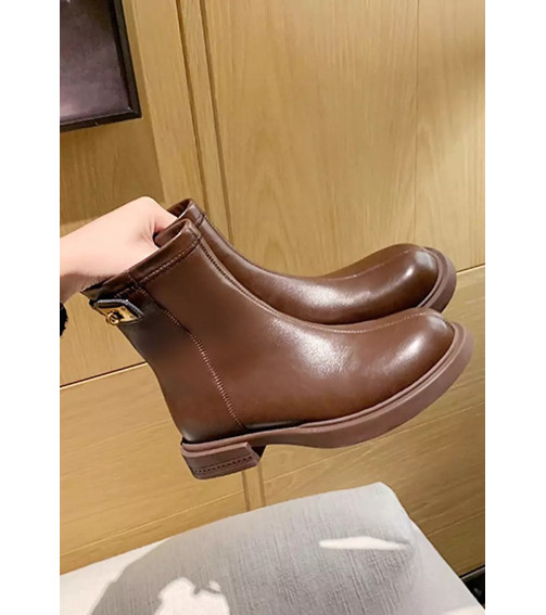 Dark Brown Unique Lock Platform Martin Boots