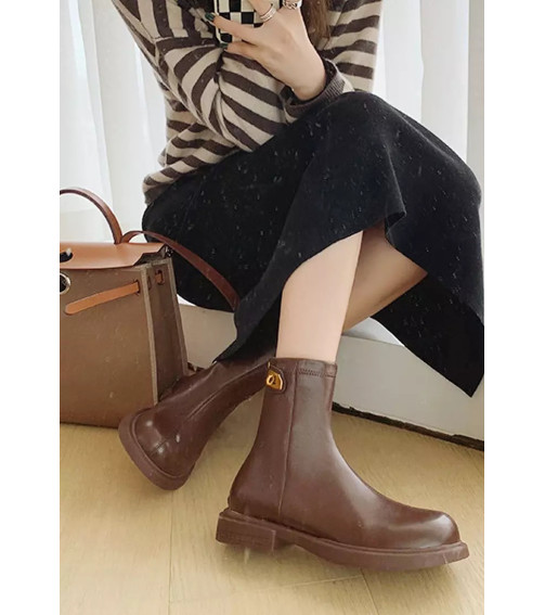 Dark Brown Unique Lock Platform Martin Boots