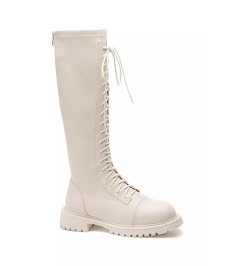 White Fashion Lace-Up Platform Knight Boots