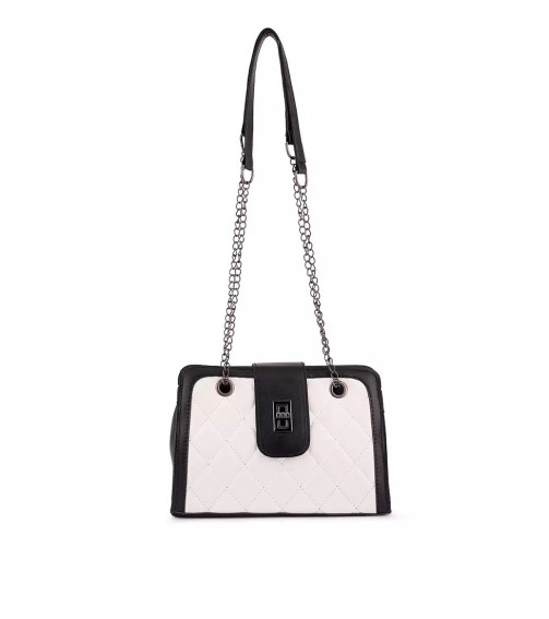 White Quilted Statement Sling Bag