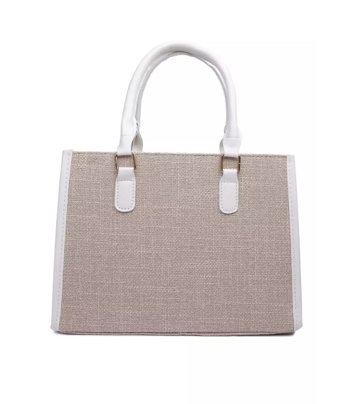 Beige Microfiber Slogan Tote Bag