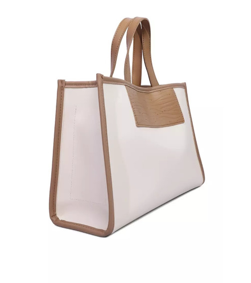 Off White Wavy Patch Color Block Tote Bag