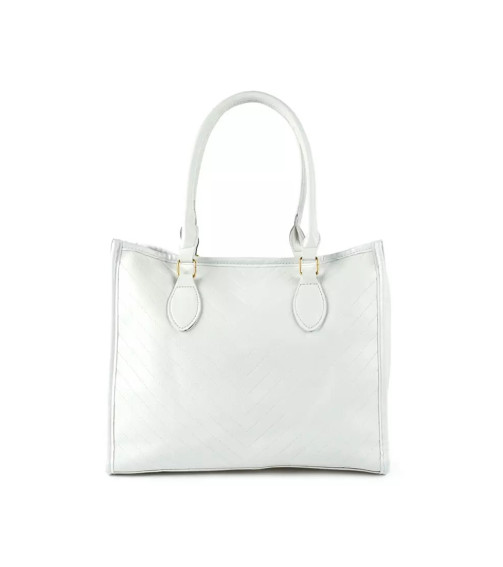 White Chevron Pattern Tote Bag