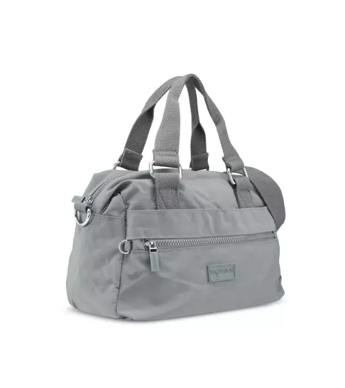 Crinkled Nylon Convertible Top Handle Bag