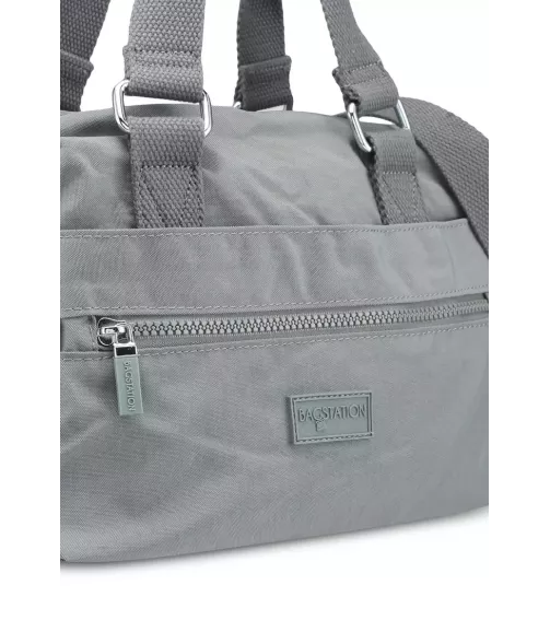 Crinkled Nylon Convertible Top Handle Bag